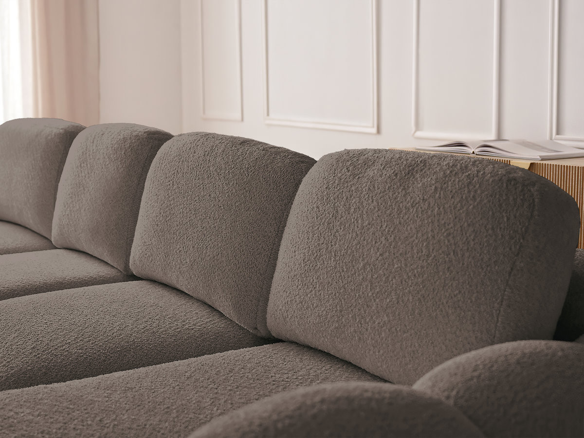 Bobochic Montaigne Ecksofa mit Schlaffunktion und Bettkasten 288 × 196 cm Bouclé-Stoff Braun Ecke rechts