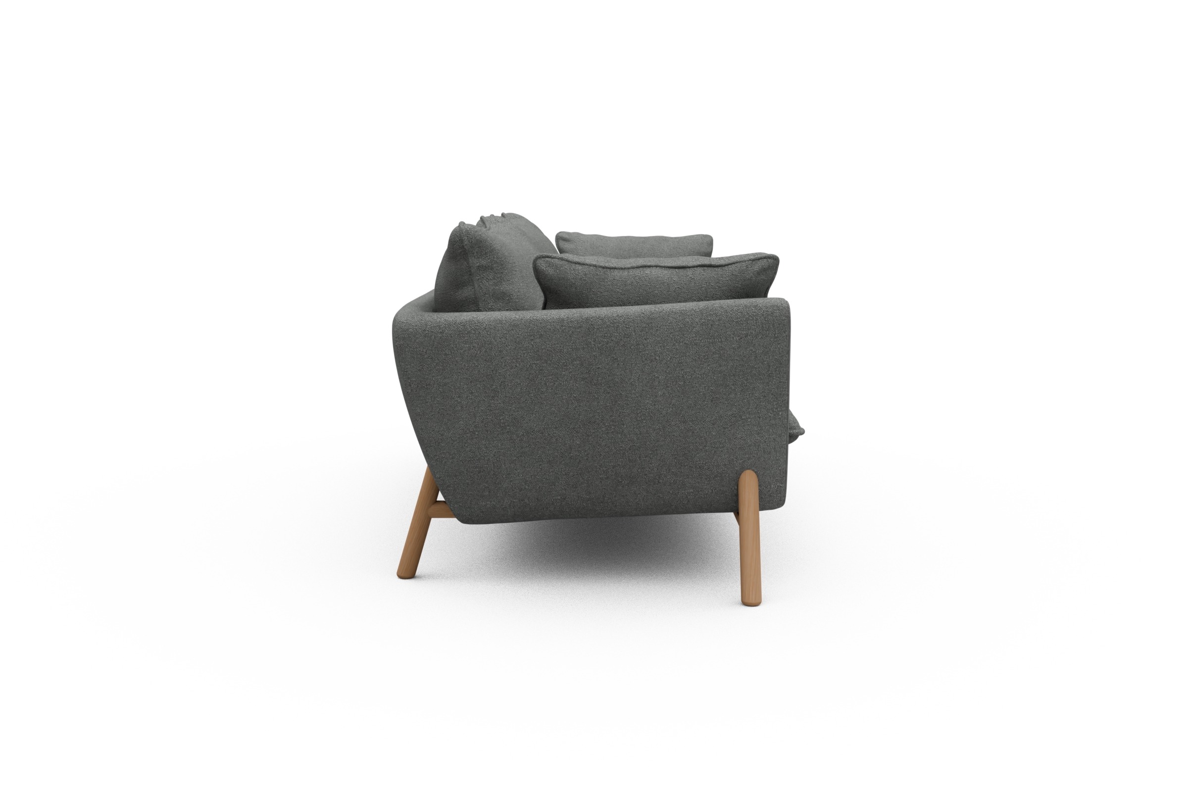 Sofa Emil PREMIUM 3-Sitzer Beinfarbe Eiche Natur Boucle-Ash-Grey