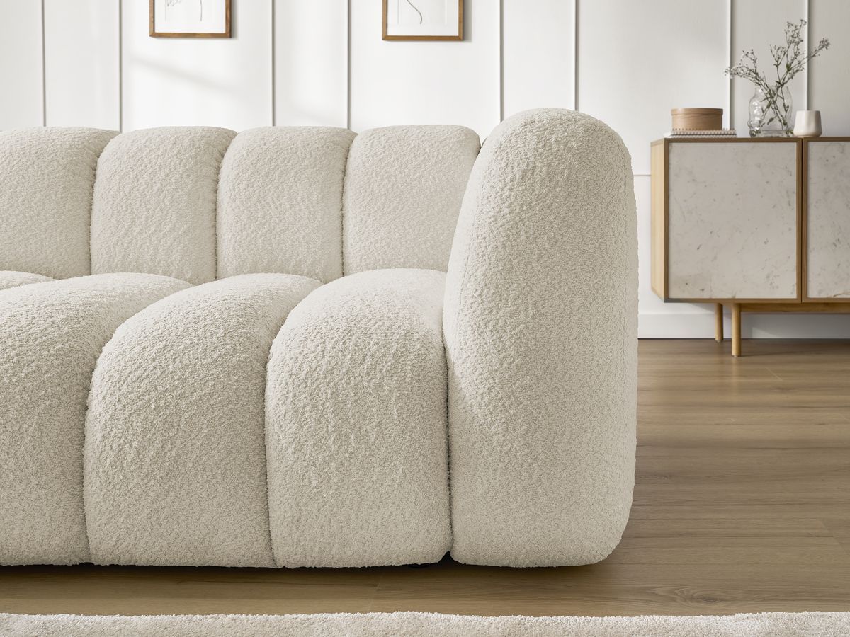 Bobochic Talia Ecksofa Bouclé-Stoff Beige Ecke links