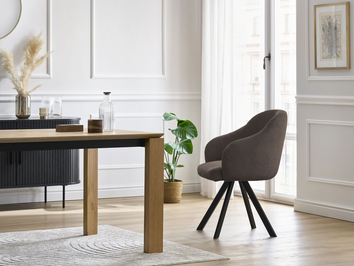 Bobochic Sophie Esszimmerstuhl mit Sternfuß Cordsamt Braun
