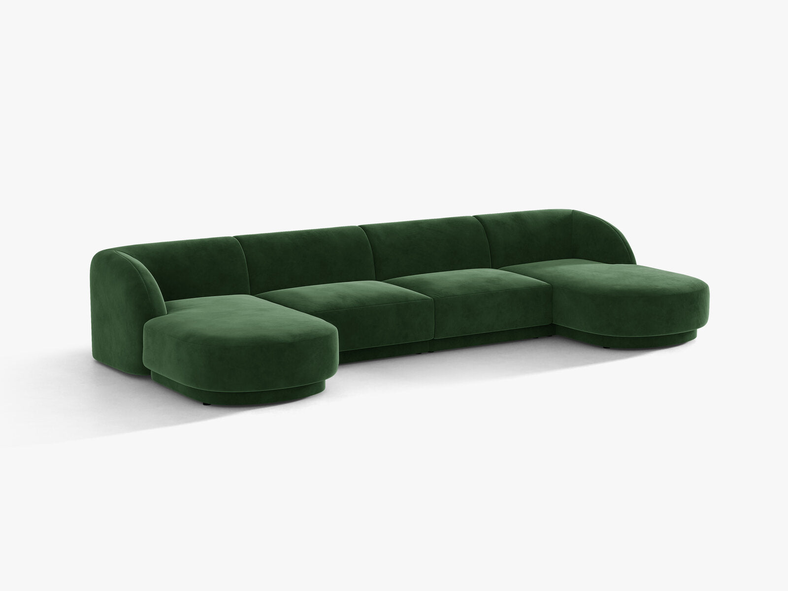 Micadoni Panorama-Sofa Miley 5-Sitzer Samt Venus Flaschengrün
