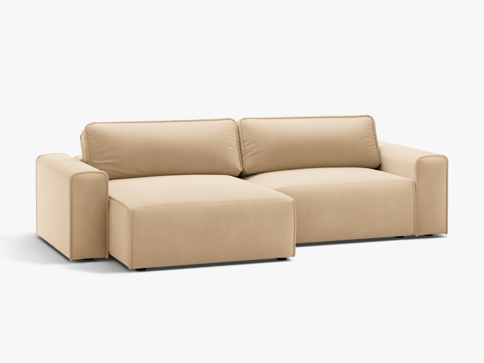 Micadoni Ecksofa Victor 3-Sitzer mit Schlaffunktion Links Samt Nude