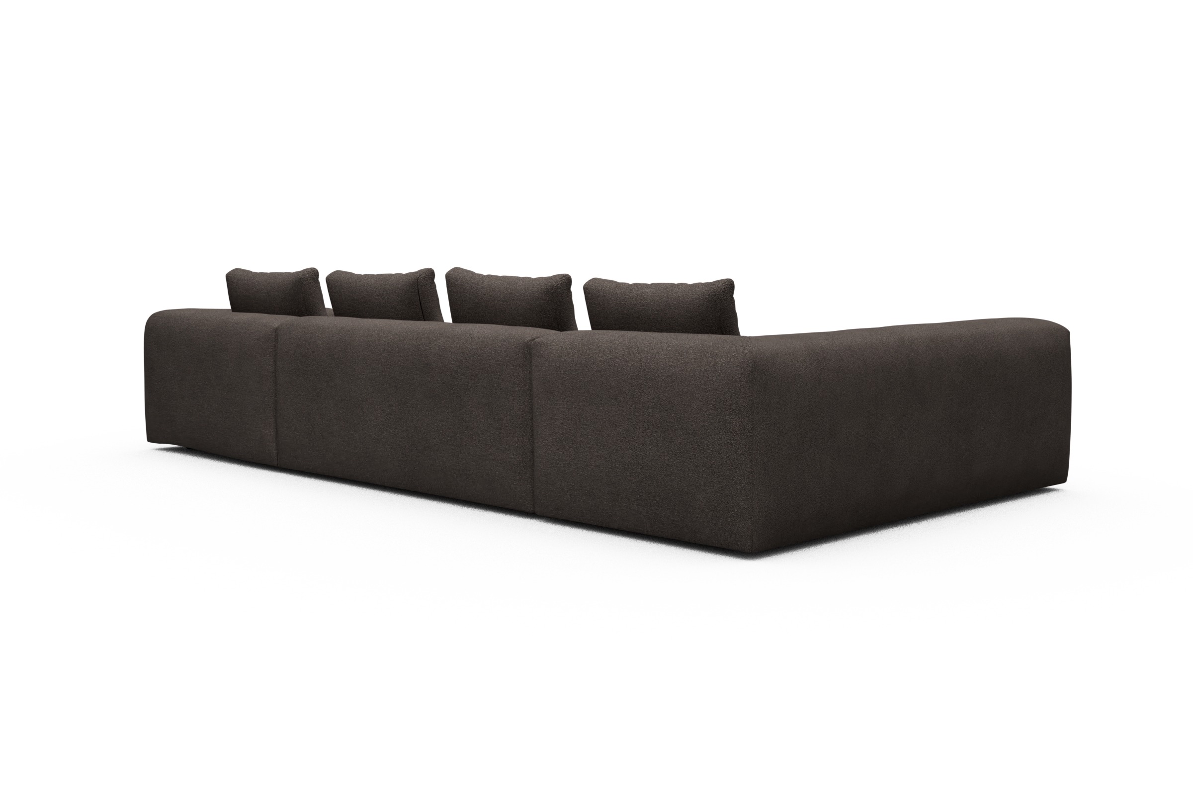 Wohnlandschaft Fred Chaiselongue rechts mit 2-Sitzer und lange Armlehne links Boucle-Taupe