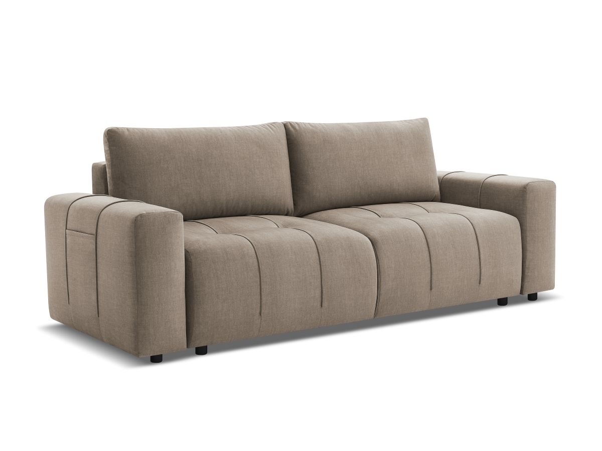 Bobochic Arsene Schlafsofa 3-Sitzer mit Bettkasten Samt Taupe