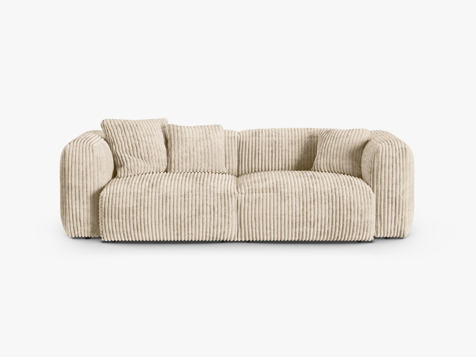 Micadoni Sofa Martina 3-Sitzer 90cm Sitztiefe Kord Tilia Helles Beige