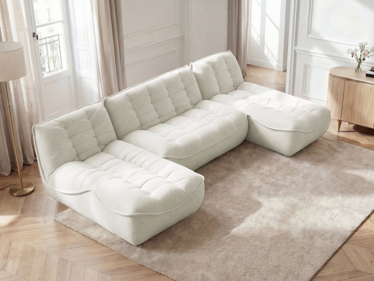 Bobochic Serena Wohnlandschaft Melange-Stoff Weiß