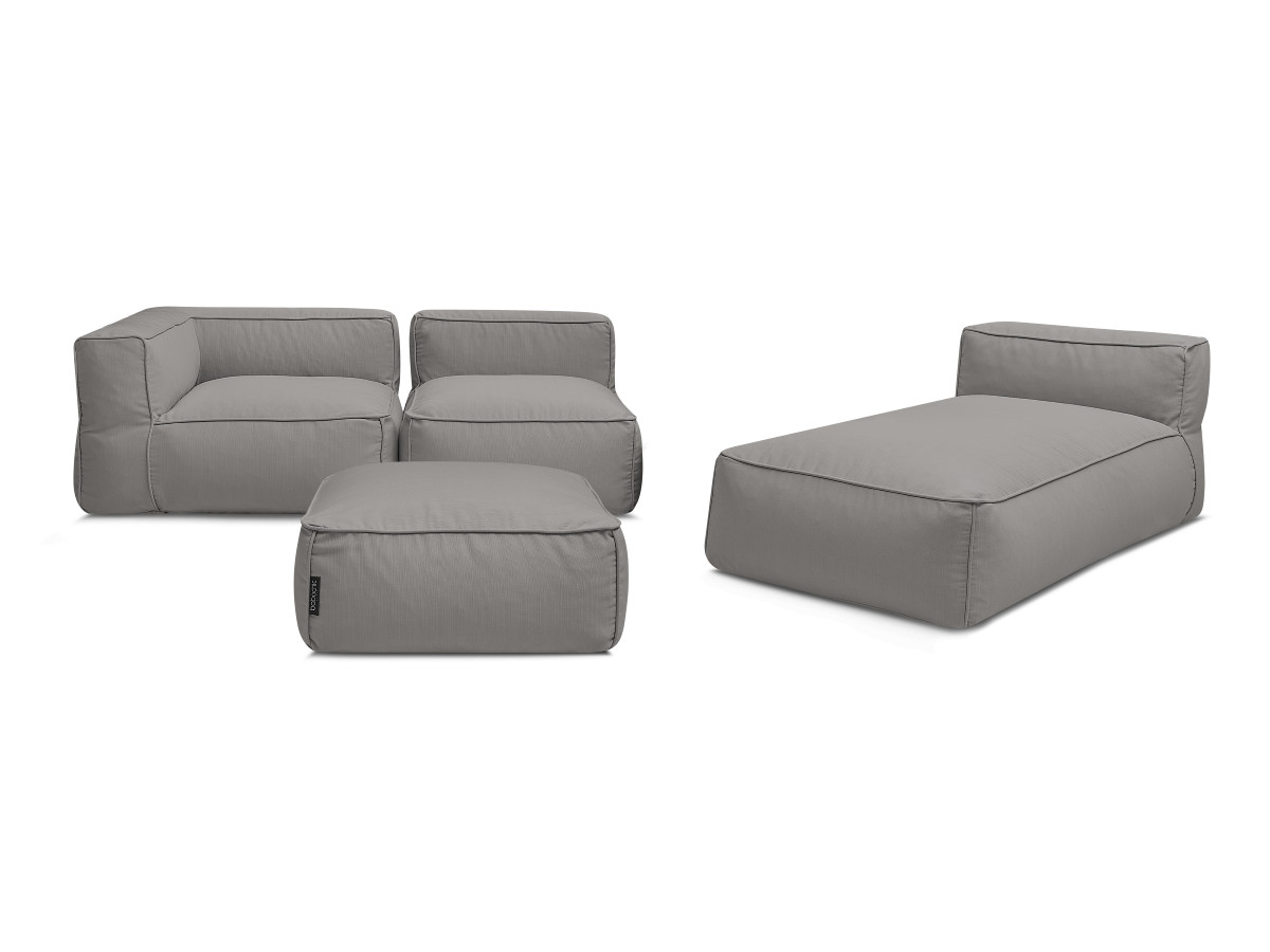 Bobochic Giulia Gartensofa 4-Sitzer mit Pouf, 1 Eckmodul Stoff Dunkelgrau
