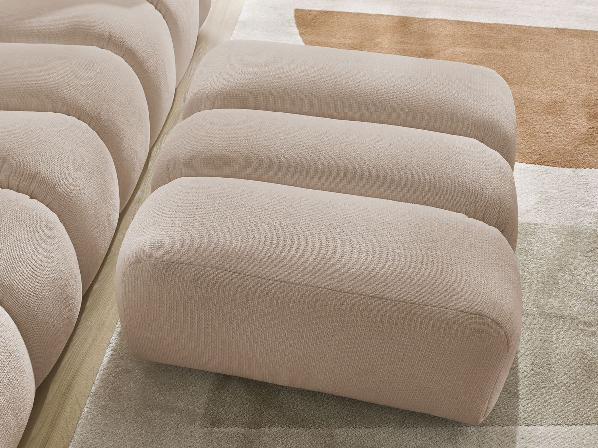 Bobochic Talia Sofa 3-Sitzer mit Pouf Melange-Stoff Beige