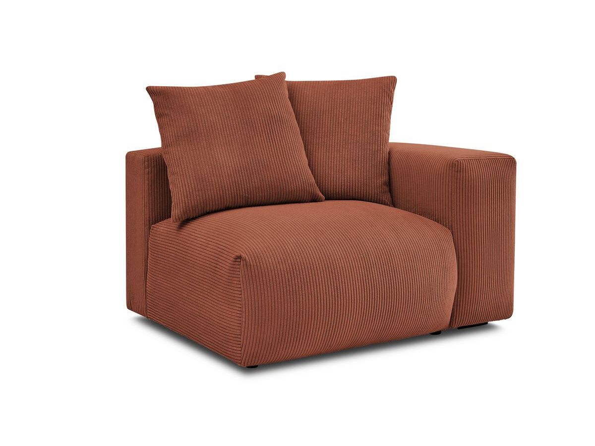 Bobochic Voltaire Sofamodul 1-Sitzer 130 × 100 cm Cordsamt Orange Ecke rechts