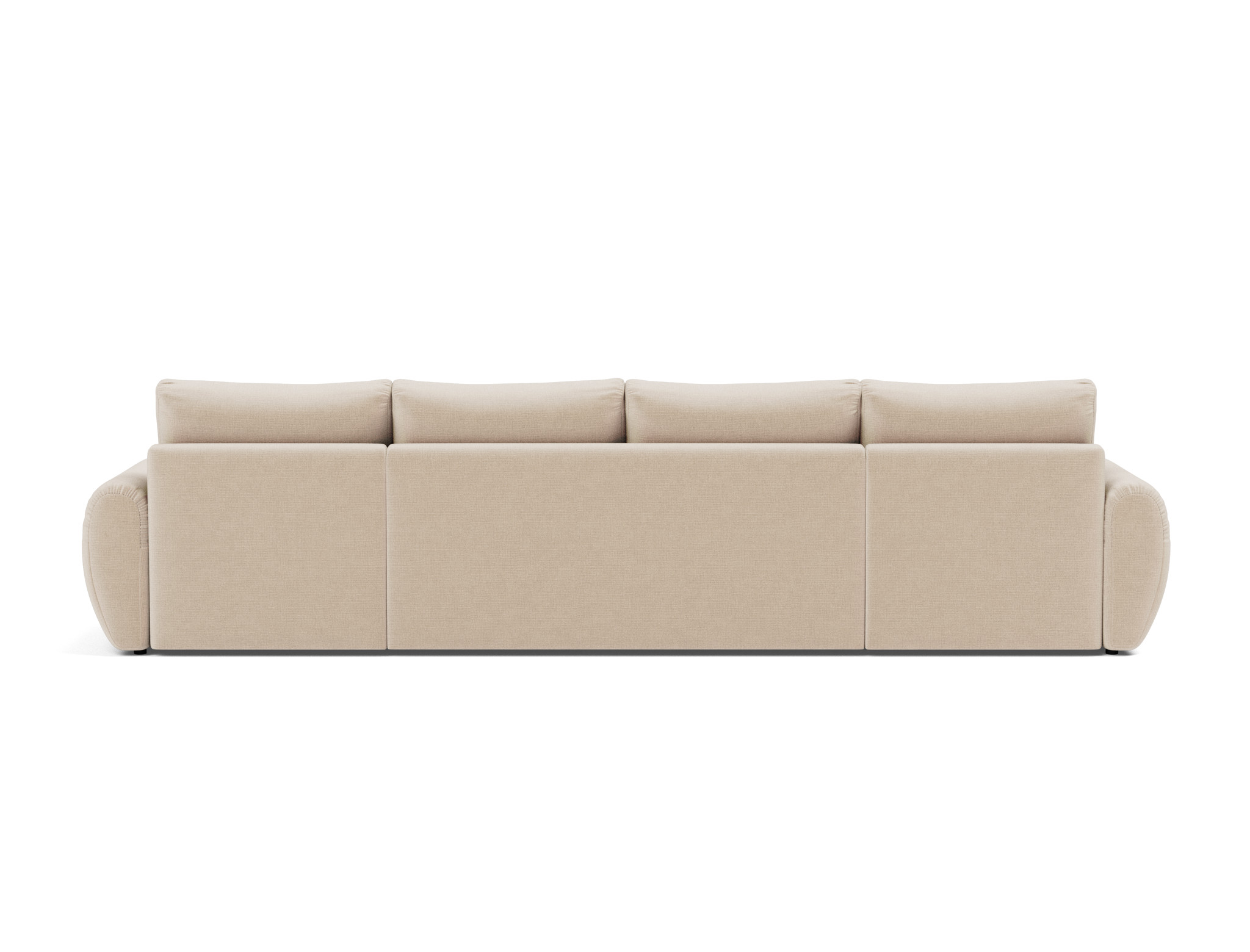 Schlafsofa Norum U-Form mit Curve-Armlehnen Chenille Esina 410-Almond-Beige
