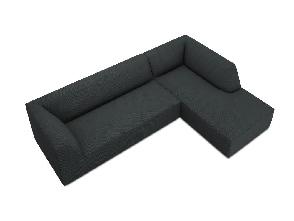 Cosmopolitan Design Ecksofa Siena 4-Sitzer Kord Scala Schwarz Rechts