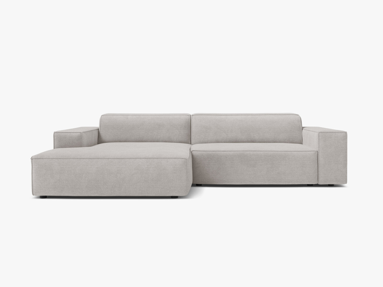 Micadoni Ecksofa Jodie 3-Sitzer Links Strukturierter Stoff Liberty Hellgrau