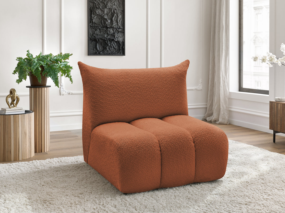 Bobochic Azra Sofamodul 1-Sitzer 90 × 112 cm Bouclé-Stoff Orange