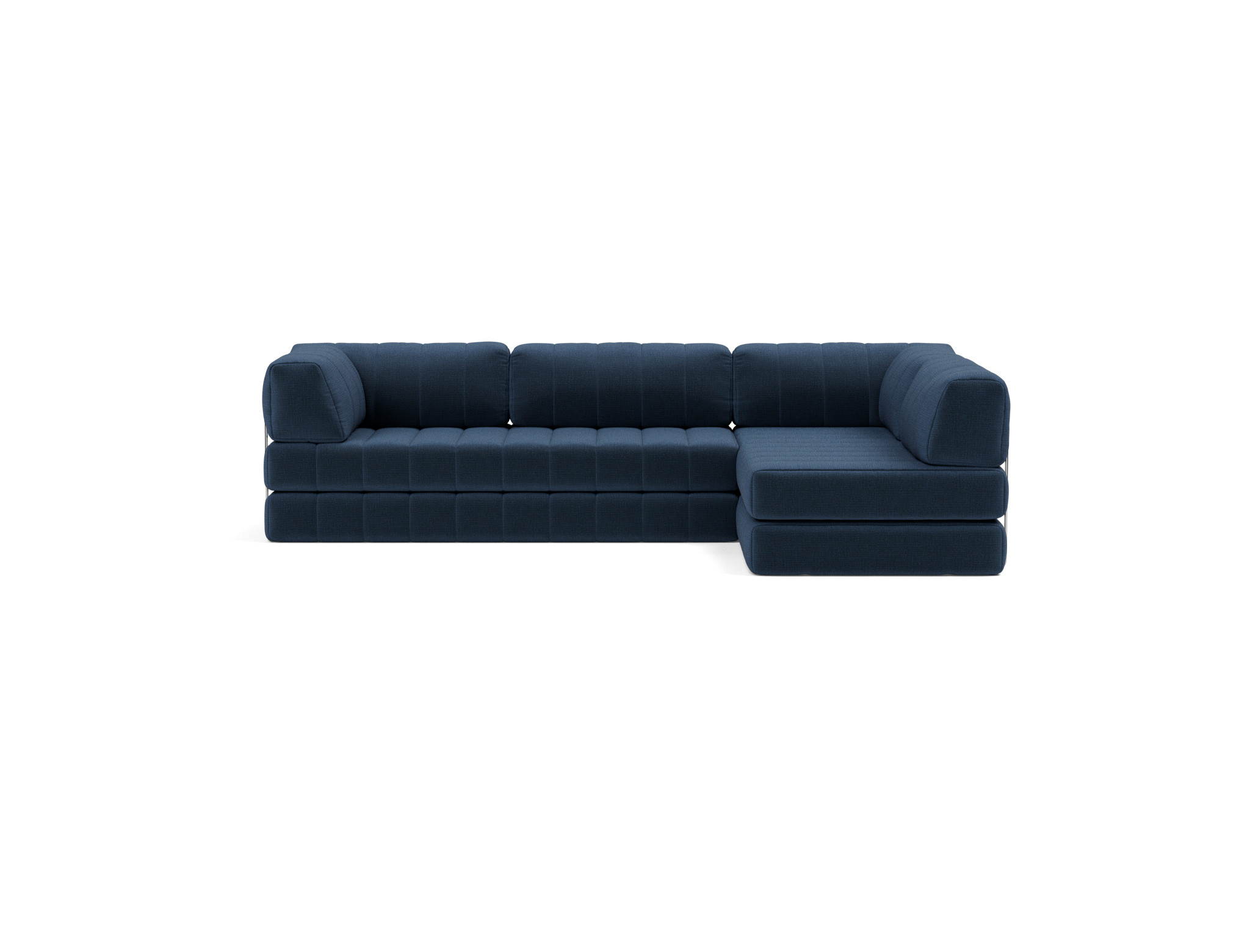 Eck-Schlafsofa CozyPad L-Form mit Armlehne Chenille Esina 414-Indigo-Blue