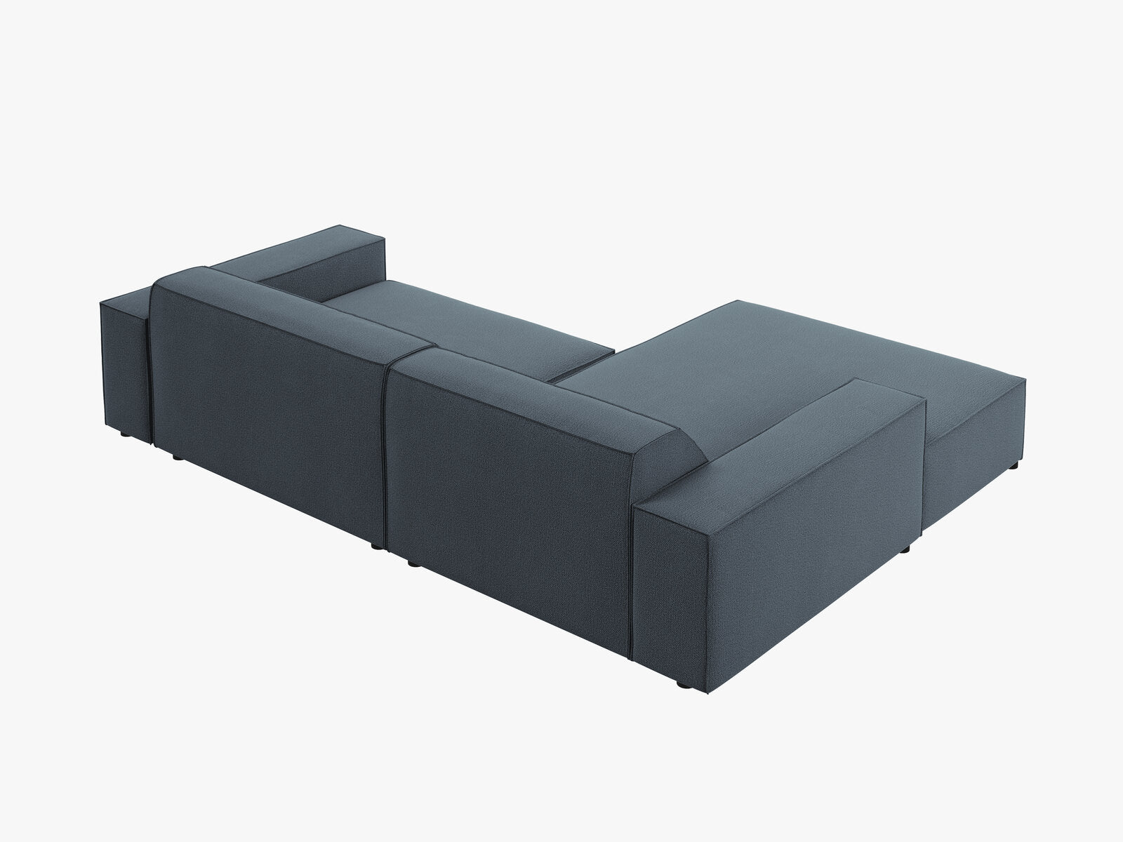 Micadoni Ecksofa Jodie 3-Sitzer Links Strukturierter Stoff Megan Blau