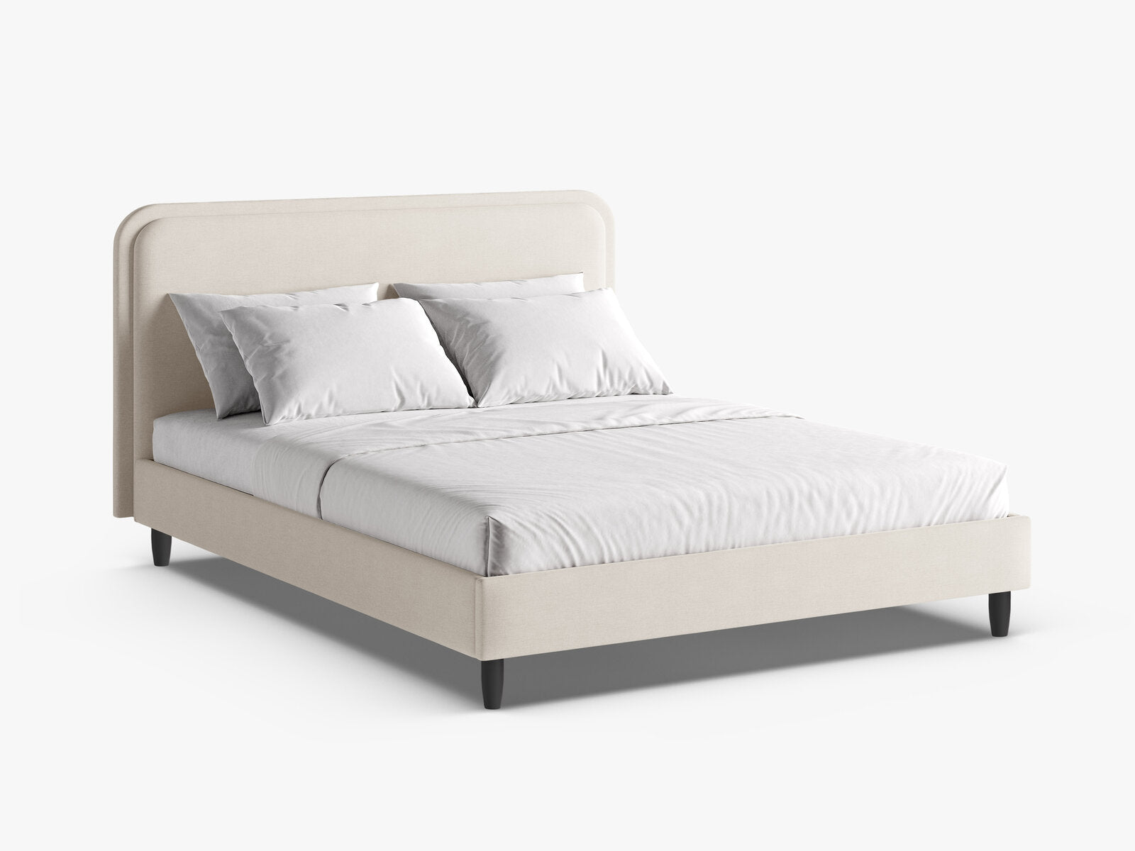 Micadoni Stauraumbett mit Kopfteil Aveline Strukturierter Stoff Wind Elfenbein 140x200