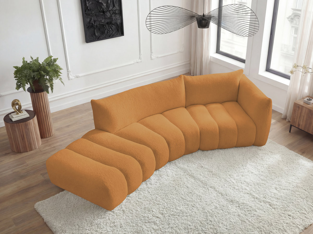 Bobochic Azra Ecksofa 325 × 112 cm Bouclé-Stoff Gelb Ecke rechts