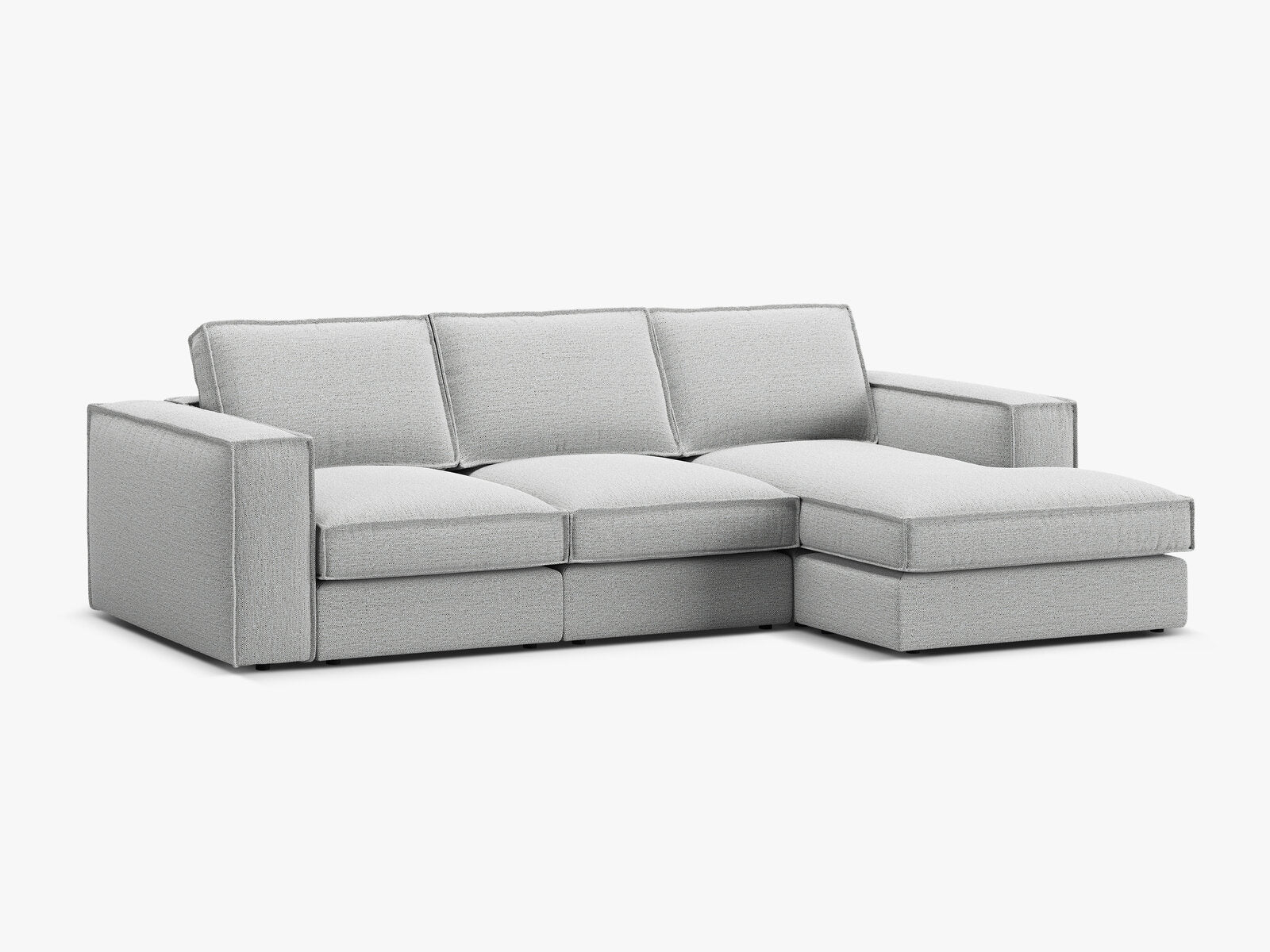 Micadoni modulares Ecksofa Pola 3-Sitzer Rechts Strukturierter Stoff Babel Hellgrau