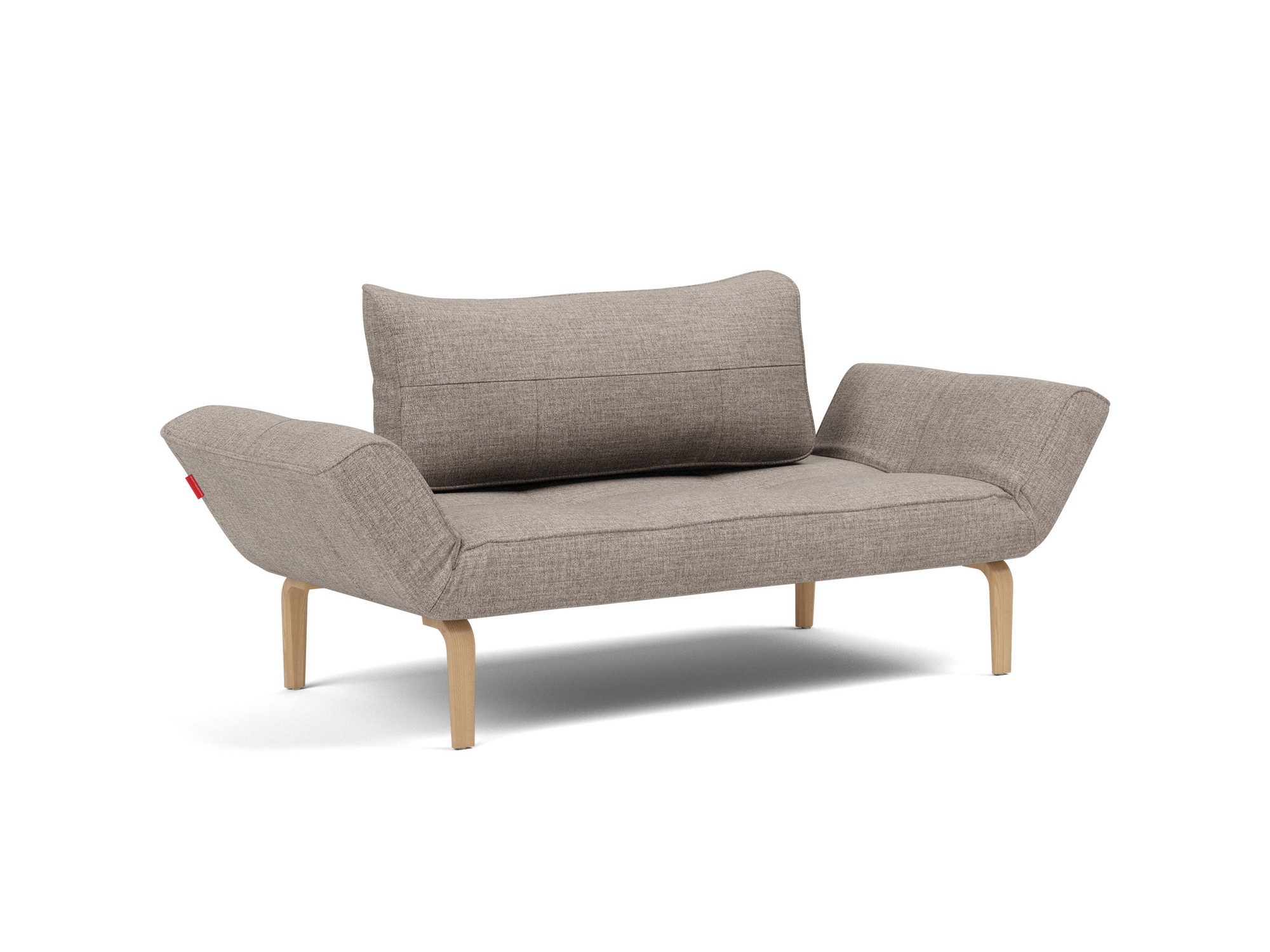 Tagesbett Zeal Chenille Yuveno 472-Warm-Grey Beine Bow Eiche