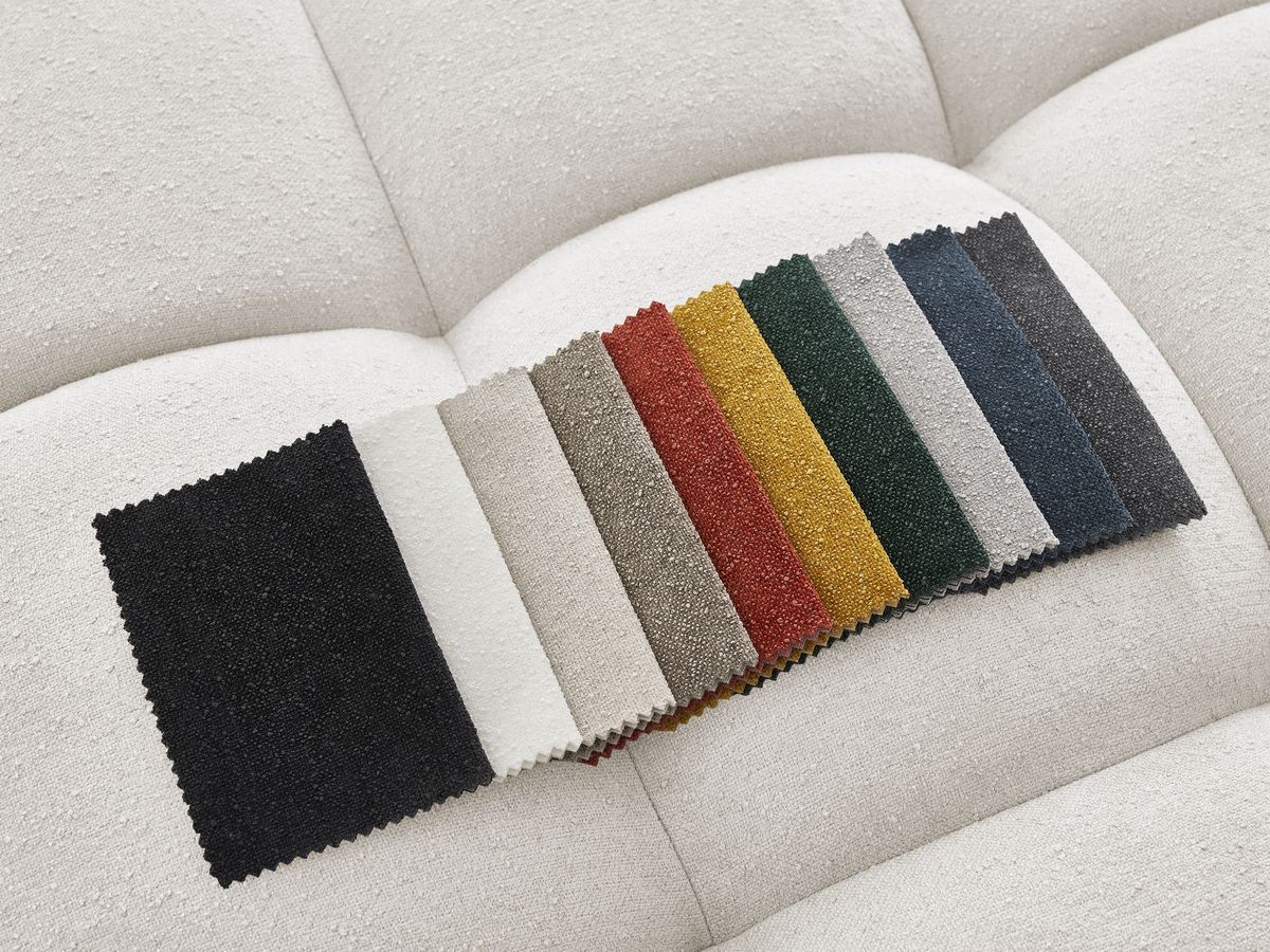 Bobochic Everest Ecksofa, 4 Kissen Strukturstoff Weiß Ecke links