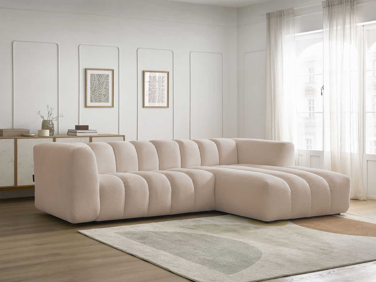 Bobochic Talia Ecksofa Melange-Stoff Beige Ecke rechts