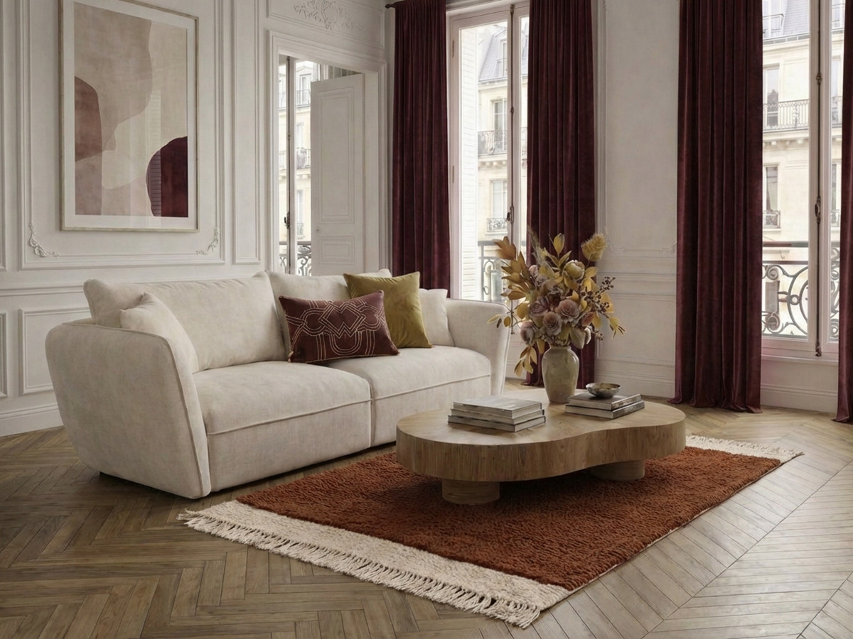 Bobochic Luigi Sofa 3-Sitzer Strukturstoff Weiß