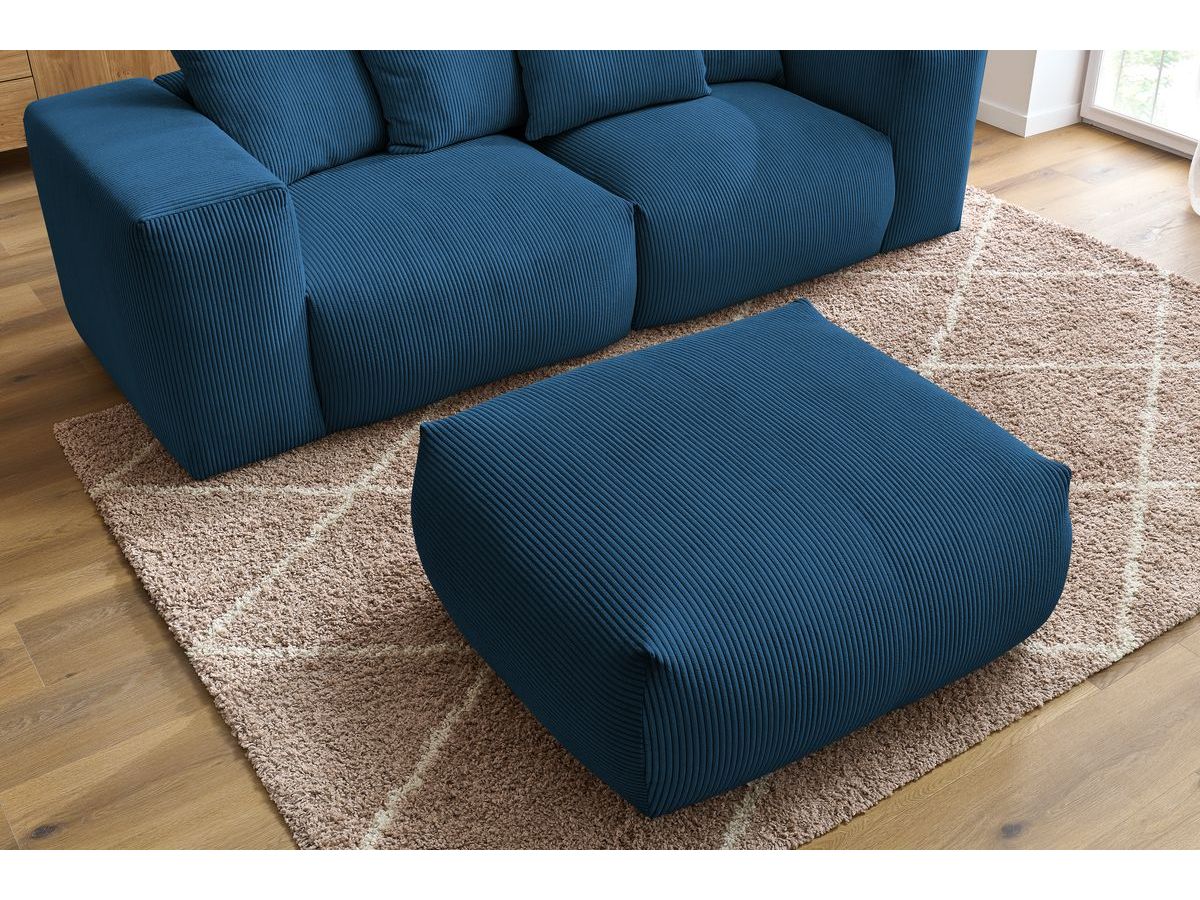 Bobochic Voltaire Sofa 4-Sitzer mit Pouf 248 × 100 cm Cordsamt Dunkelblau