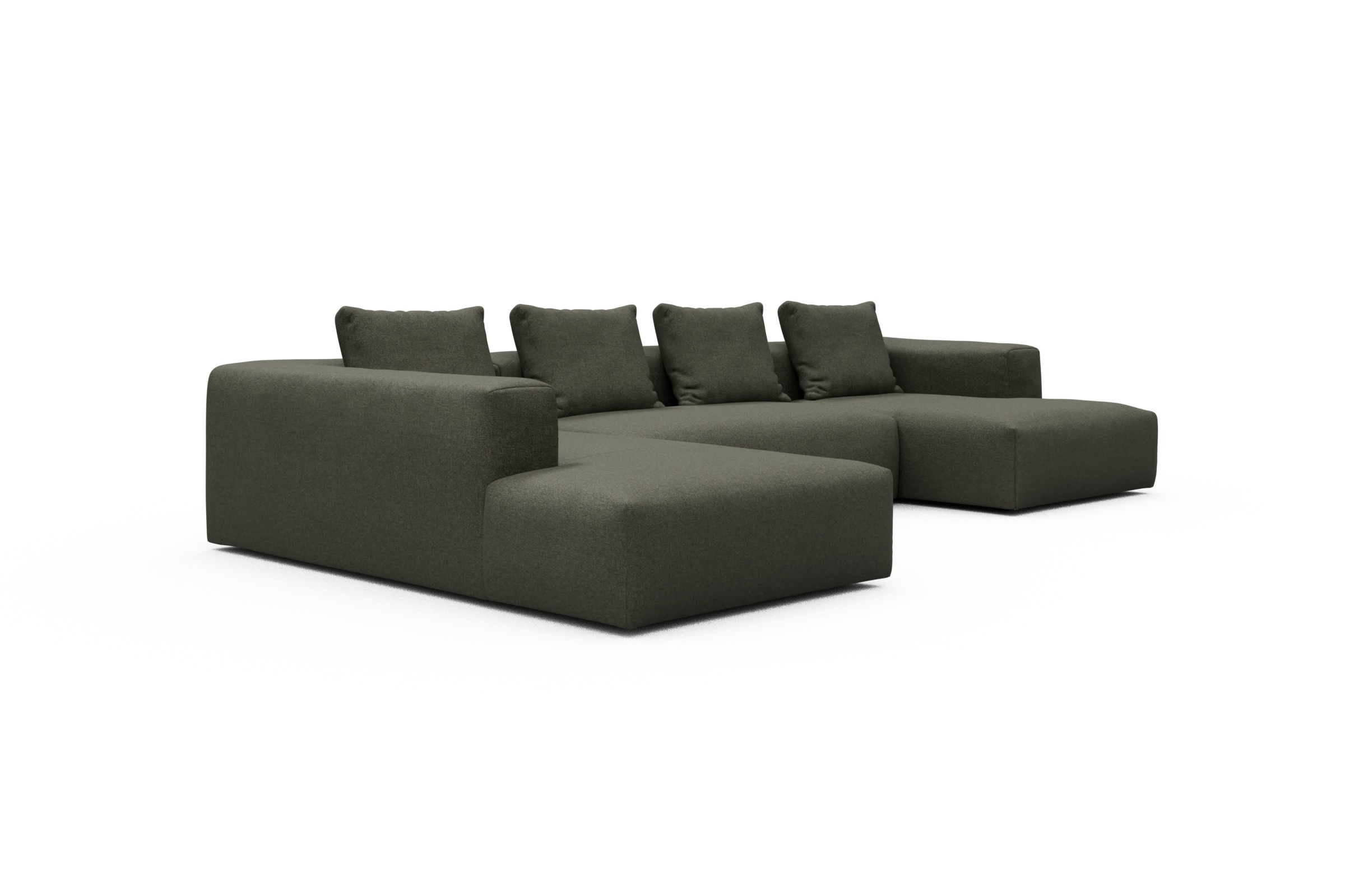 Wohnlandschaft Fred Relax-Ecke links mit 2-Sitzer und Chaiselongue rechts Sama-Winter-Moss