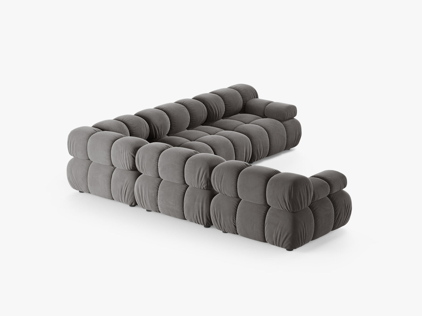 Micadoni Symmetrisches Ecksofa Bellis 5-Sitzer Samt Bluvel Hellgrau