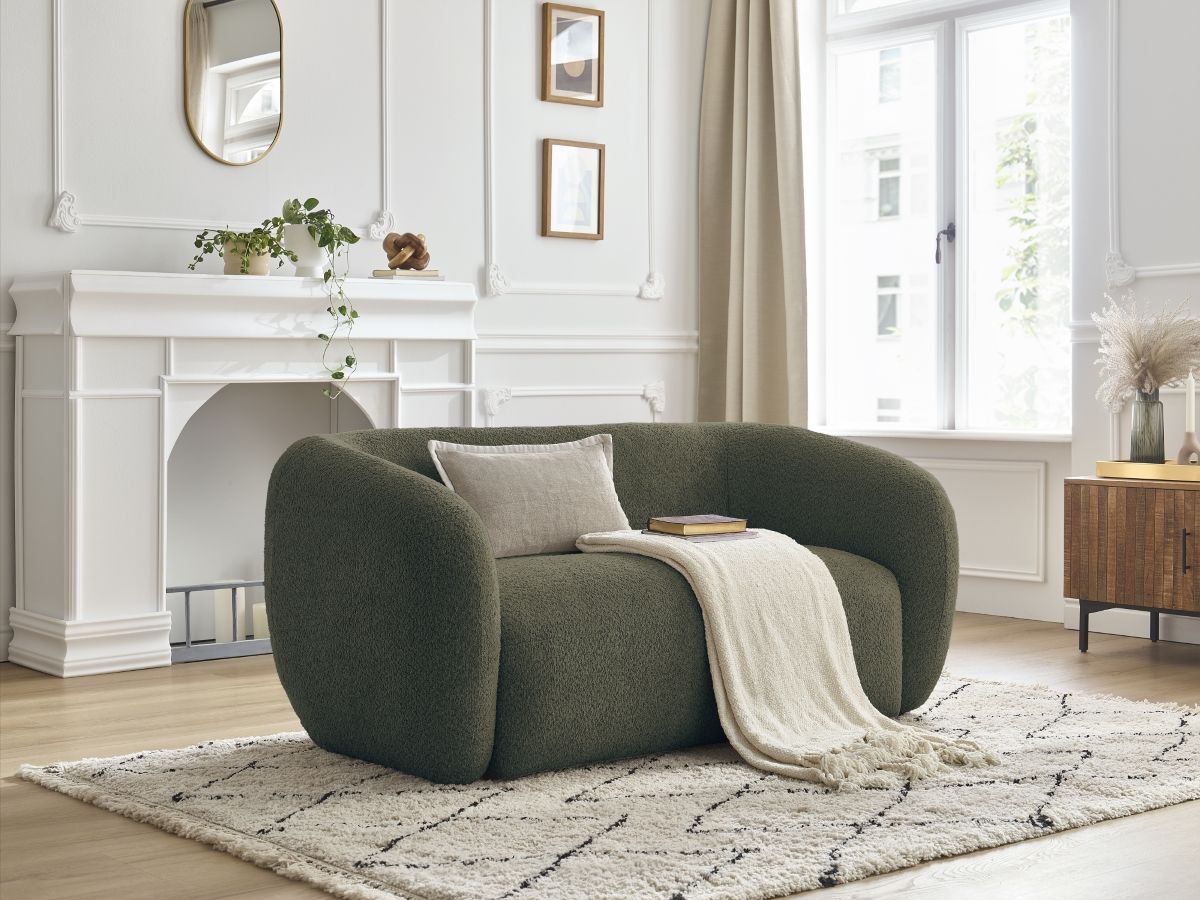 Bobochic Celine Sofa 2-Sitzer Bouclé-Stoff Grün