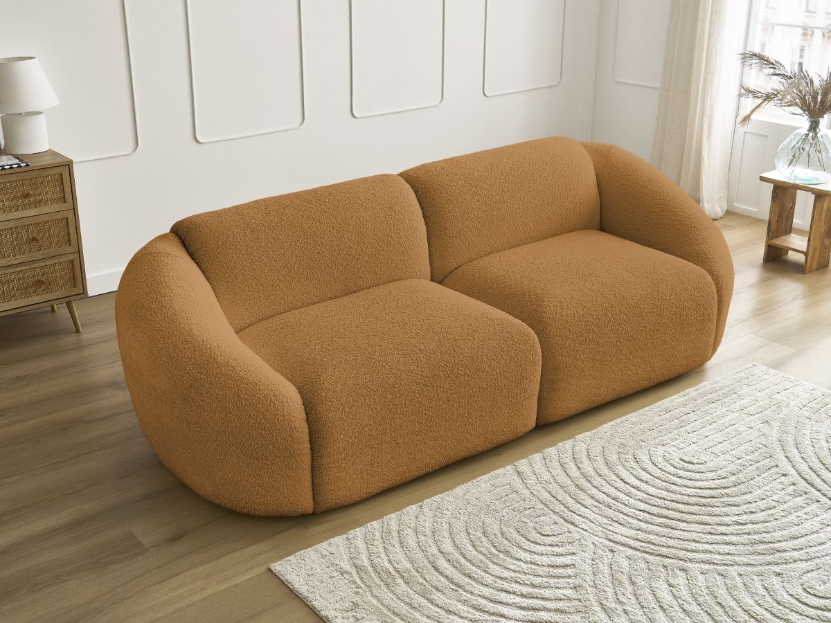 Bobochic Tina Sofa 3-Sitzer Bouclé-Stoff Gelb