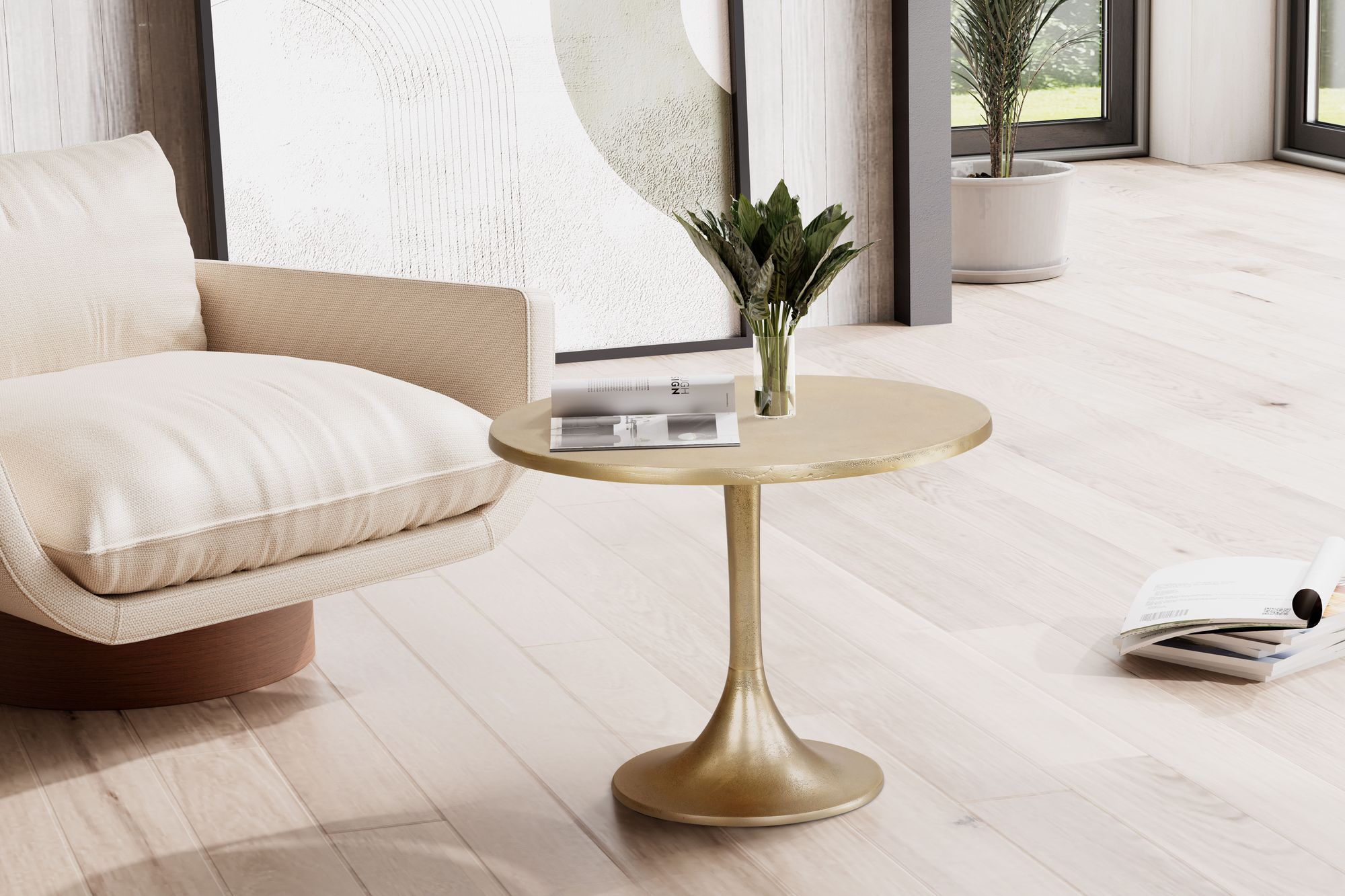 Couchtisch Hultsfred Aluminium Gold Ø 60 cm