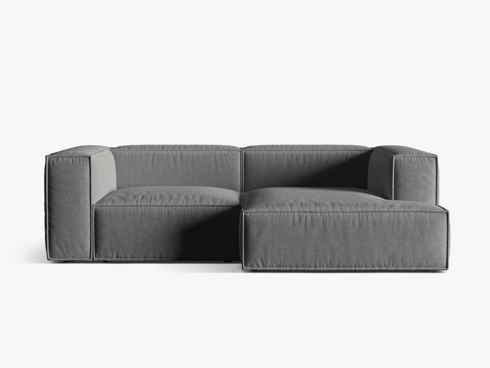 Micadoni Ecksofa Nuria 3-Sitzer Rechts Strukturierter Stoff Grau