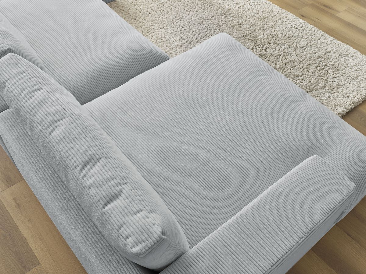 Bobochic Leonard Wohnlandschaft 349 × 159 cm Cordsamt Hellgrau