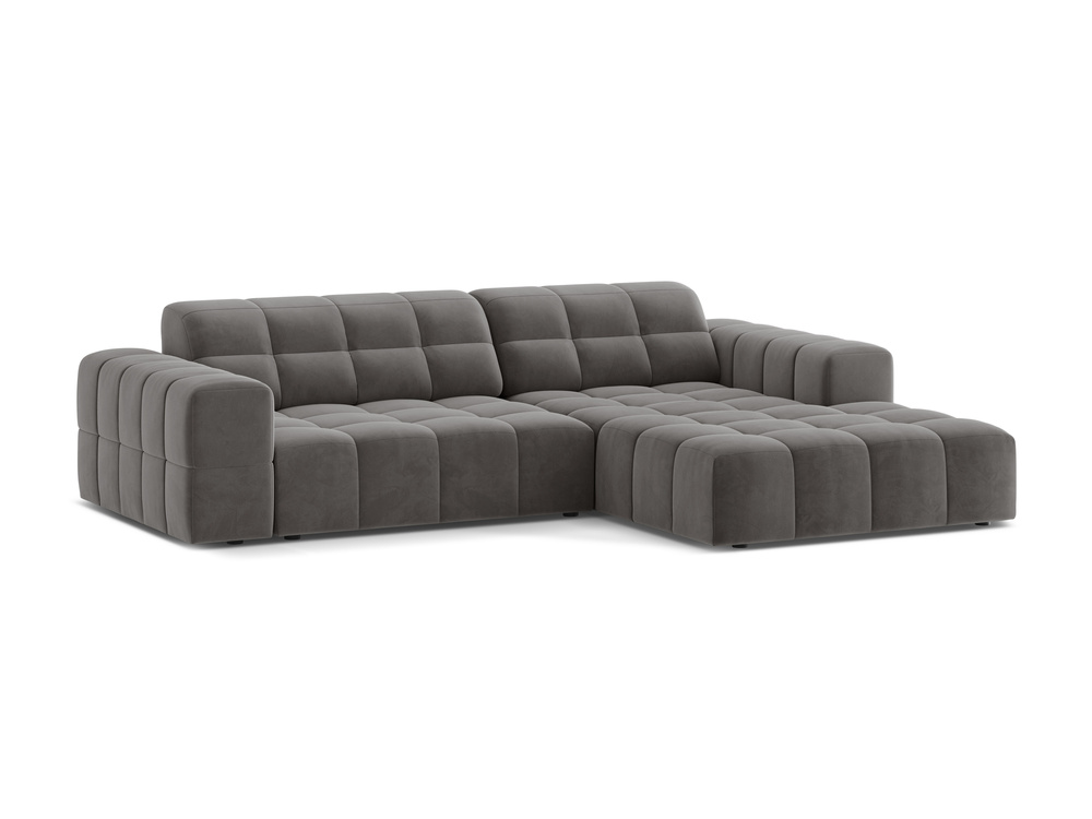 Cosmopolitan Design Ecksofa Chicago 3-Sitzer Samt Bluvel Hellgrau Rechts