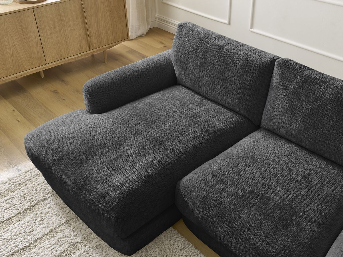 Bobochic Leonore Ecksofa Strukturstoff Schwarz Ecke links