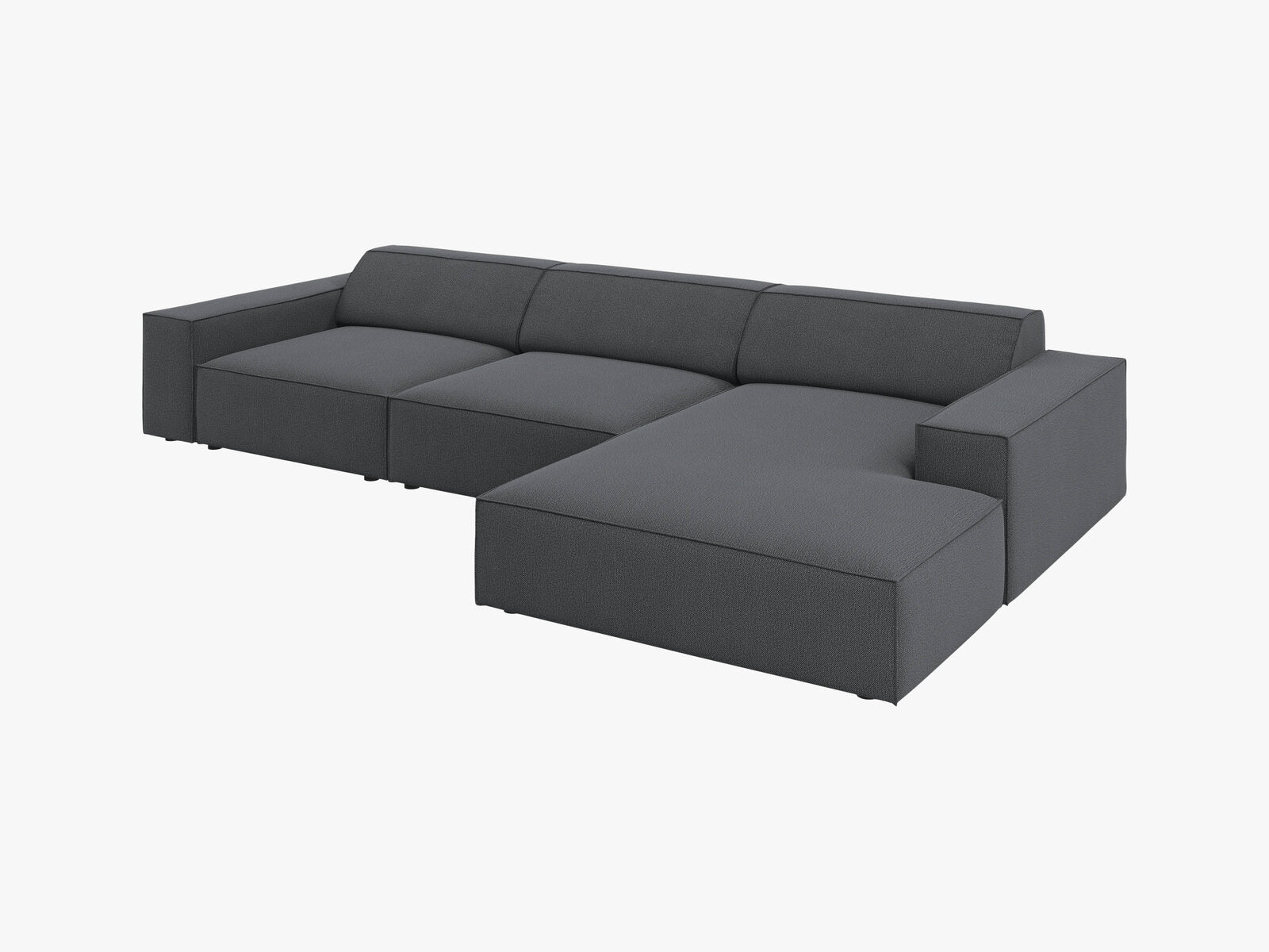 Micadoni Ecksofa Jodie 4-Sitzer Rechts Strukturierter Stoff Megan Dunkelgrau