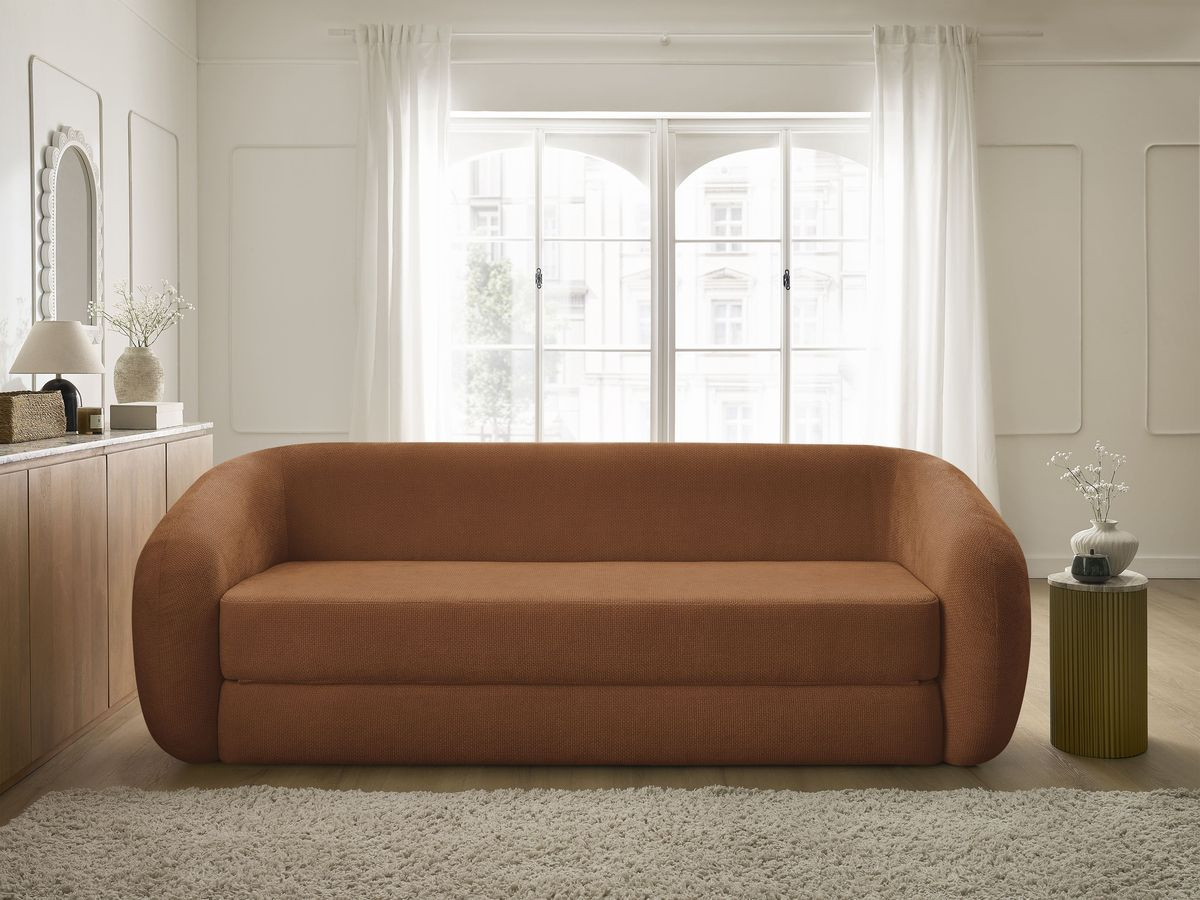 Bobochic Neyo Schlafsofa 3-Sitzer Stoff Orange
