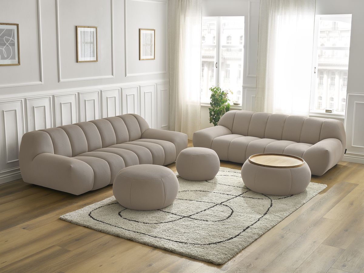 Bobochic Hayden Sofa 7-Sitzer mit Pouf Mesh-Stoff Taupe