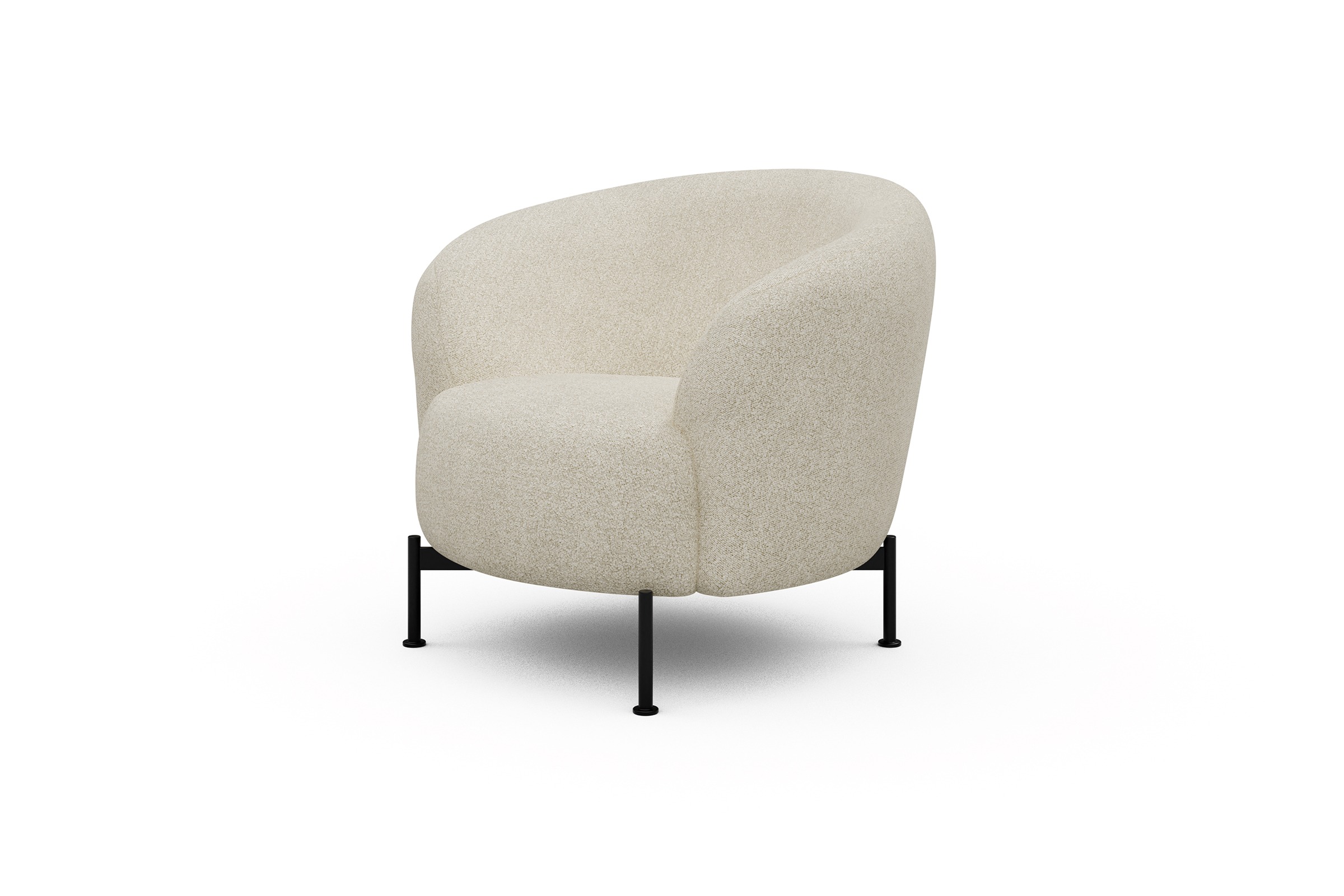 Sessel Ronda X-Metallgestell Schwarz Boucle-Off-White