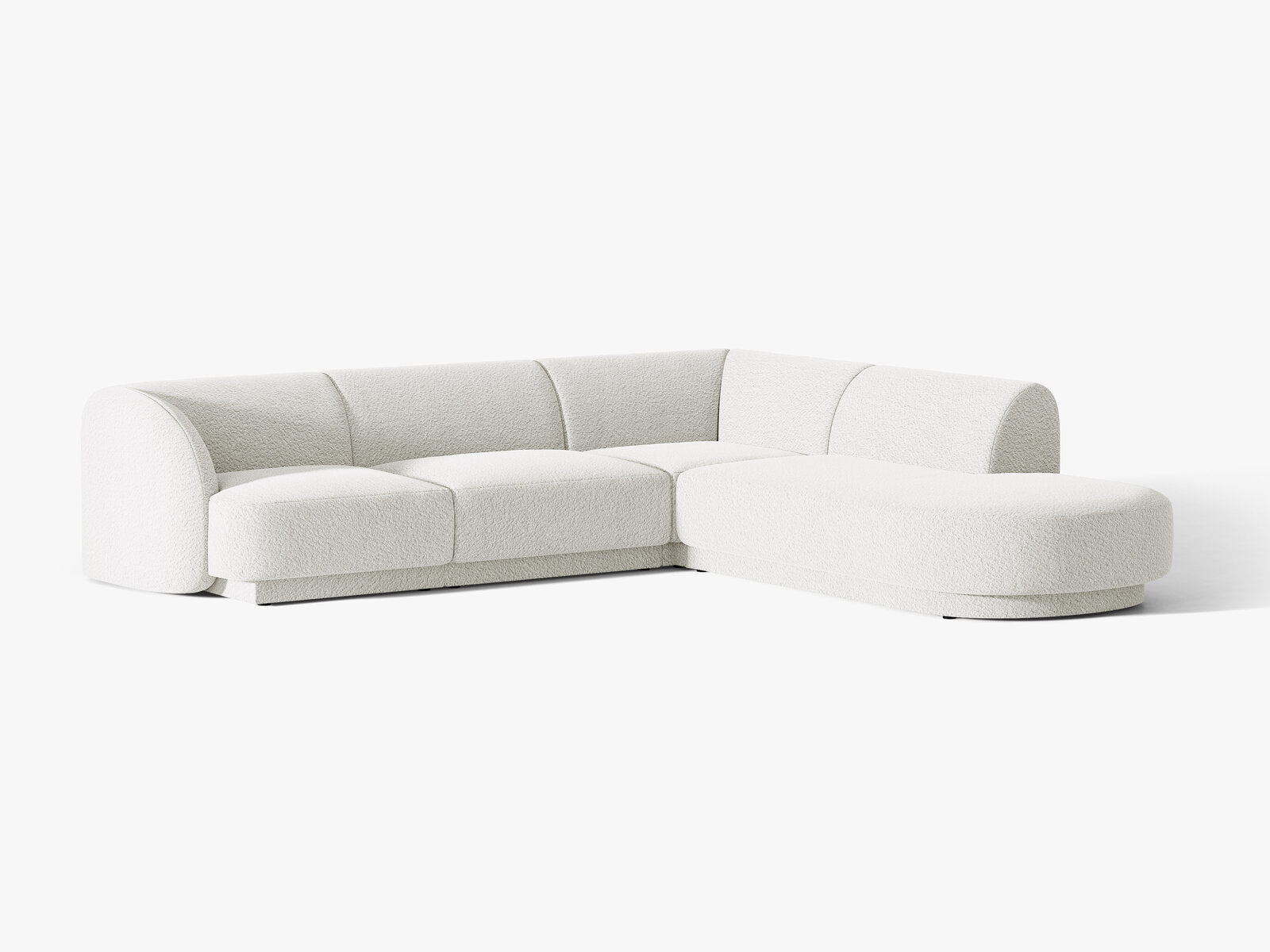 Micadoni Ecksofa Miley 6-Sitzer Rechts Boucle Baloo Weiß
