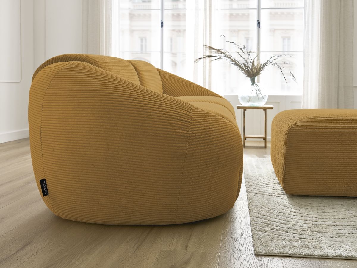 Bobochic Tina Sofa 4-Sitzer mit Pouf Cordsamt Gelb