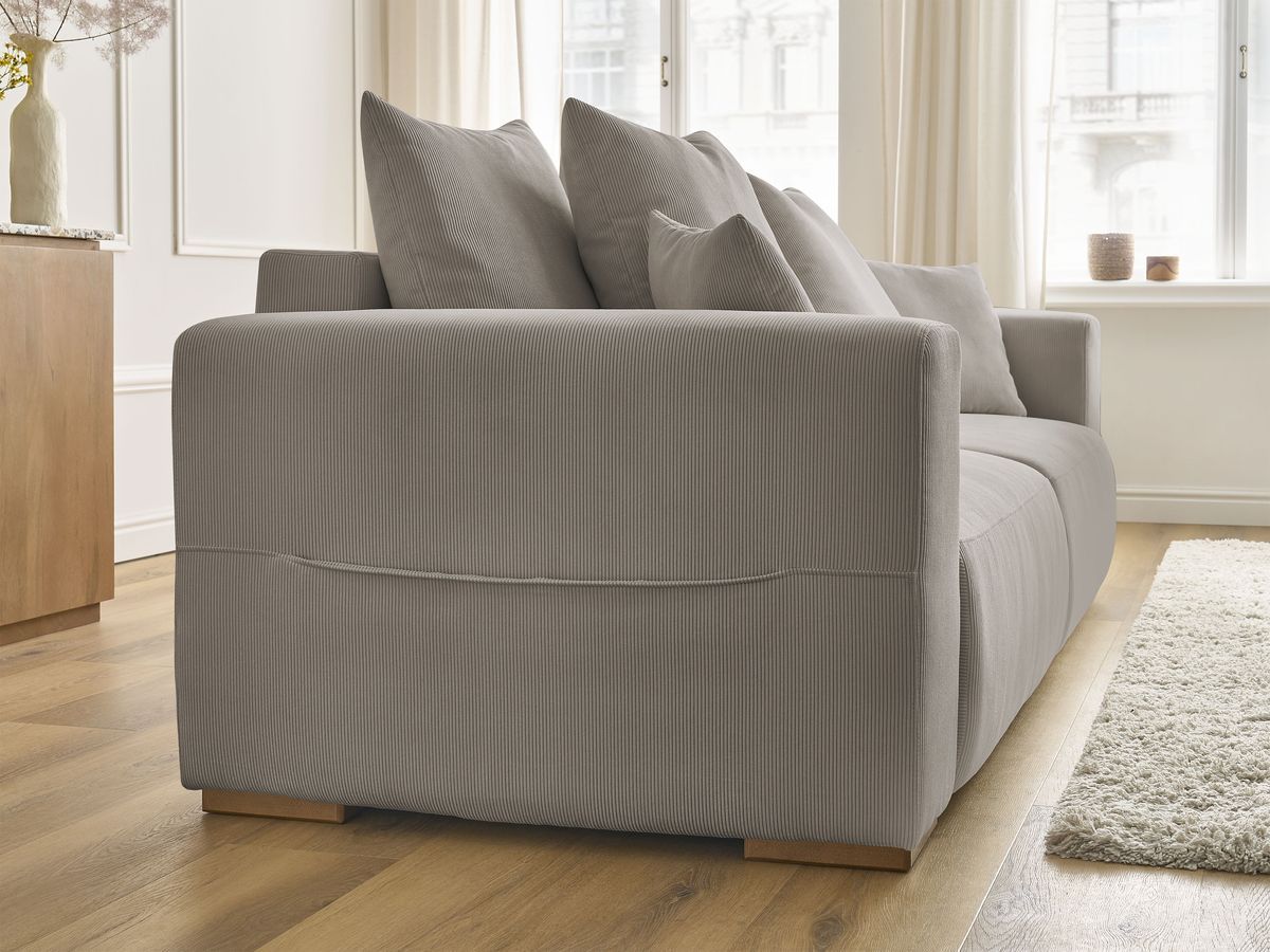 Bobochic Sidonie Schlafsofa 3-Sitzer mit Bettkasten Cordsamt Taupe