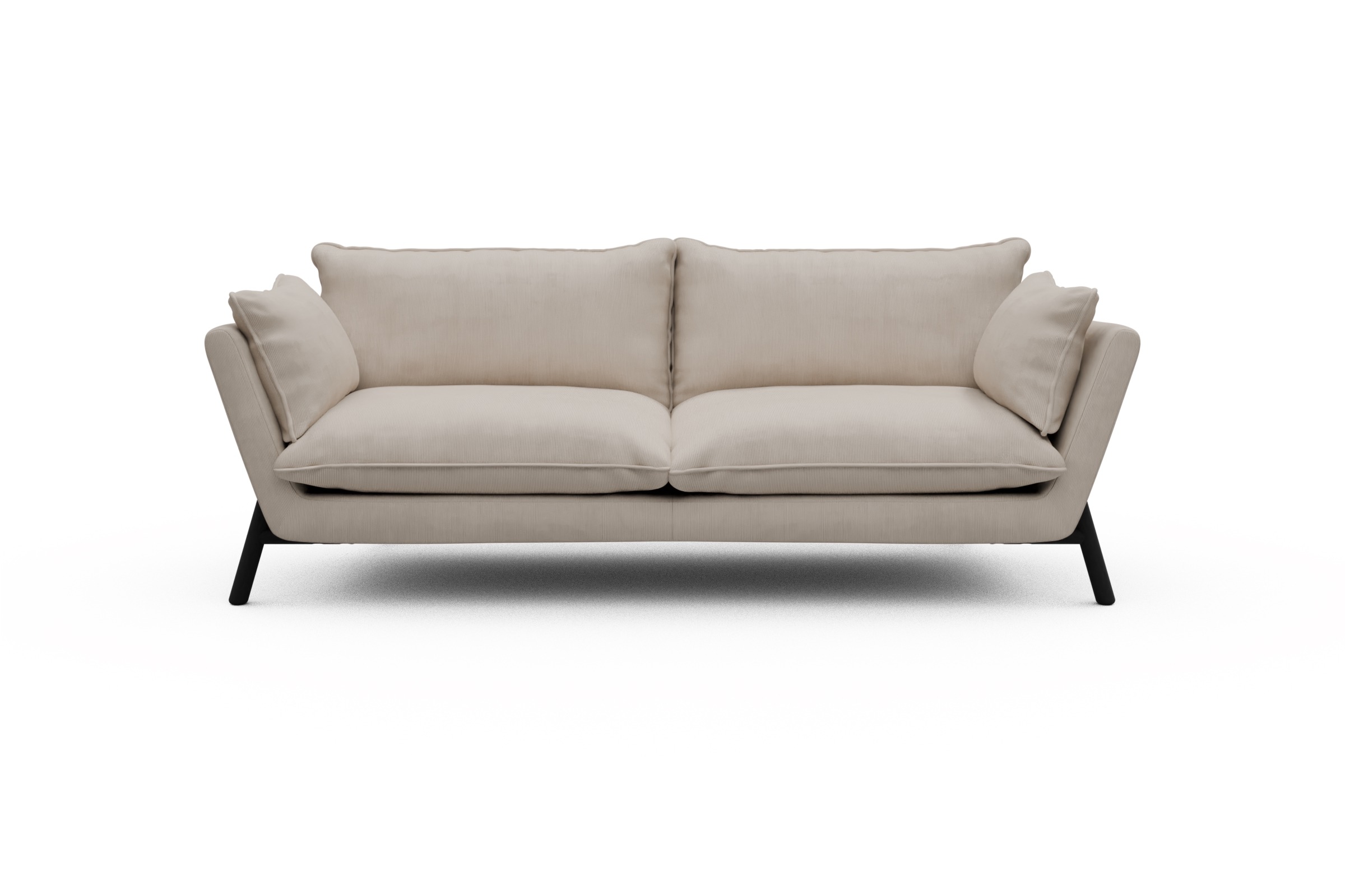 Skandi Home Sofa Emil PREMIUM 3-Sitzer Beinfarbe Eiche Schwarz Cordufine-Off-White moebelfaktor