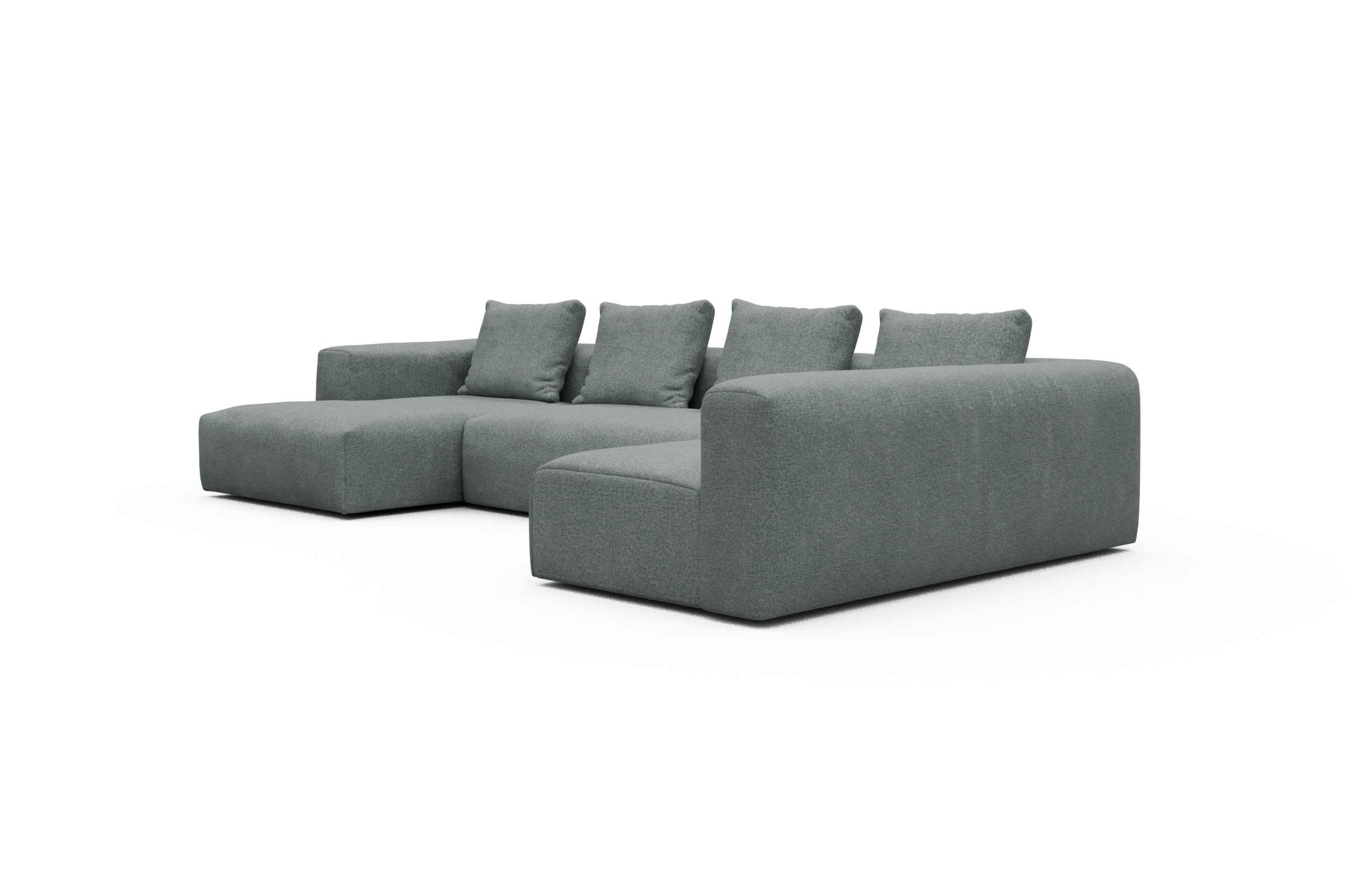 Wohnlandschaft Fred Chaiselongue links mit 2-Sitzer und lange Armlehne rechts Casone-Light-Mixed-Green