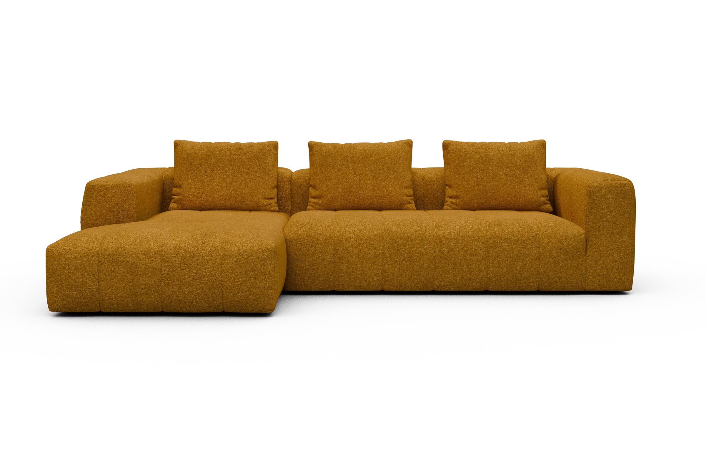Ecksofa Hugo 2,5-Sitzer Armlehne rechts mit Chaiselongue Boucle-Ochre