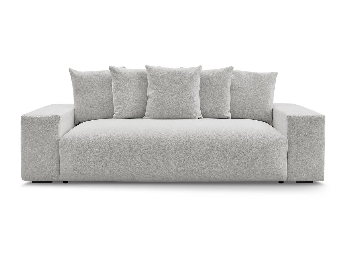 Bobochic Voltaire Schlafsofa 3-Sitzer mit Bettkasten Melange-Stoff Hellgrau