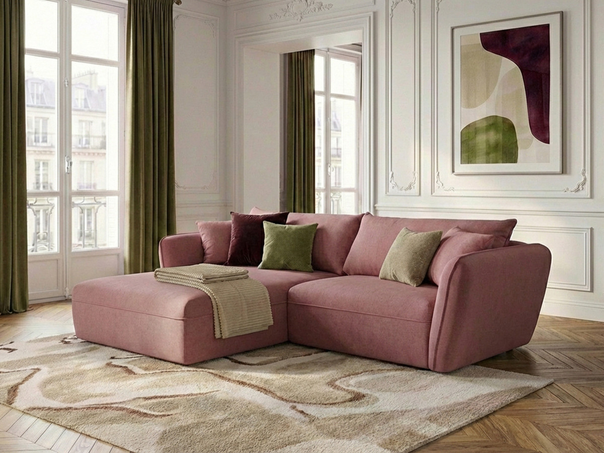 Bobochic Luigi Ecksofa Strukturstoff Rosa Ecke links