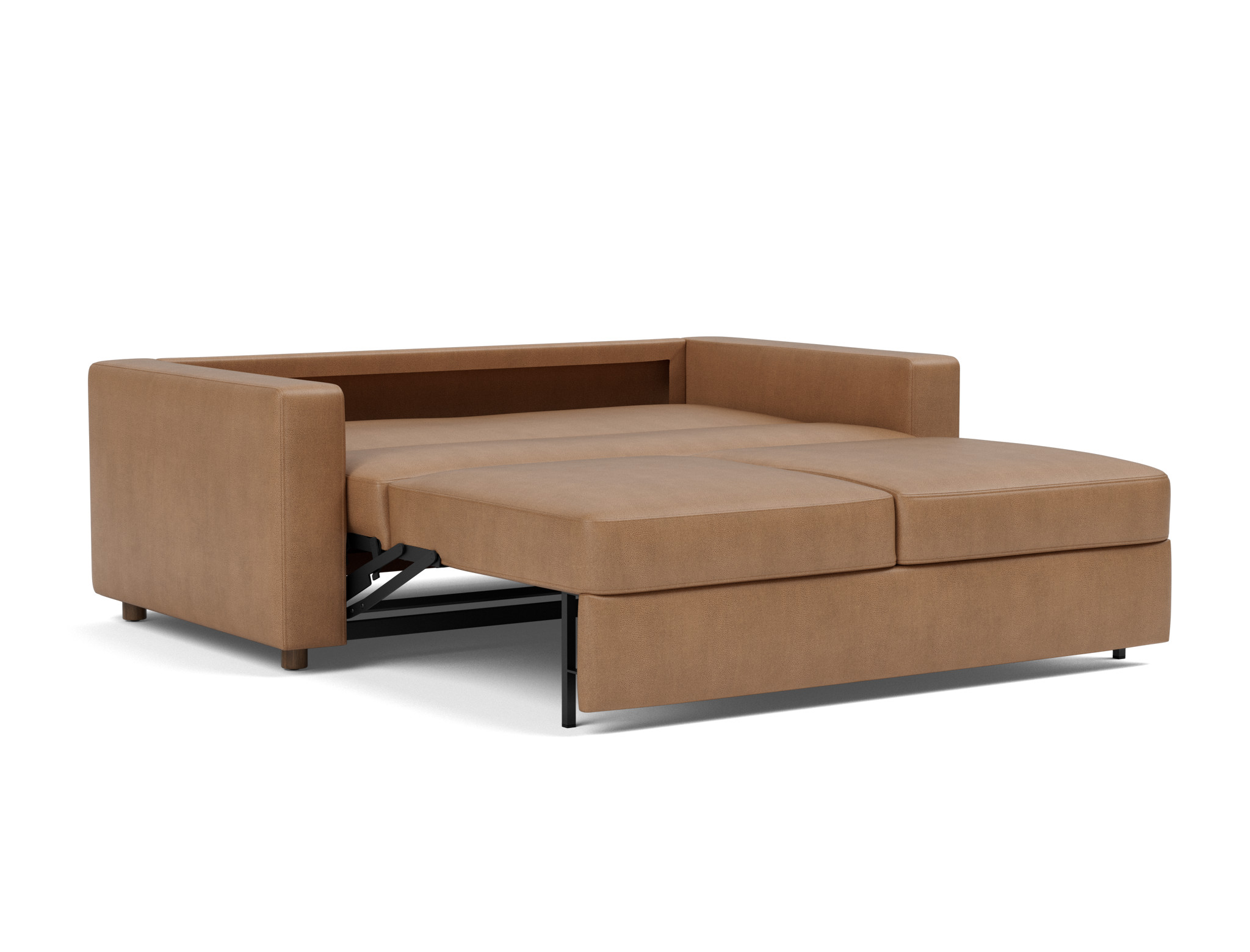 Schlafsofa Neah mit Standard-Armlehnen 160 Lederoptik Faunal 551-Brown
