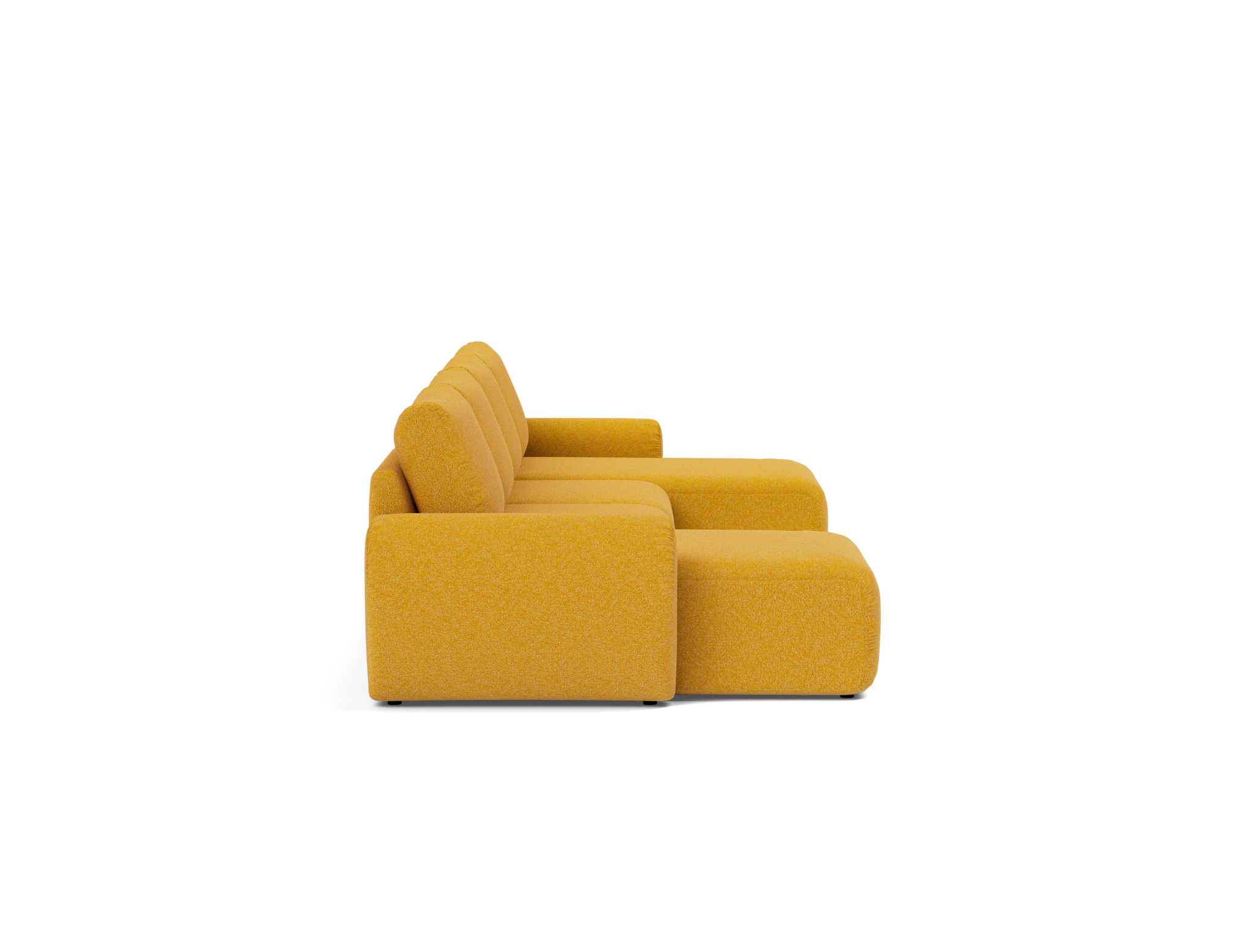 Schlafsofa Norum U-Form mit Curve-Armlehnen Boucle Skandi 536-Ochre